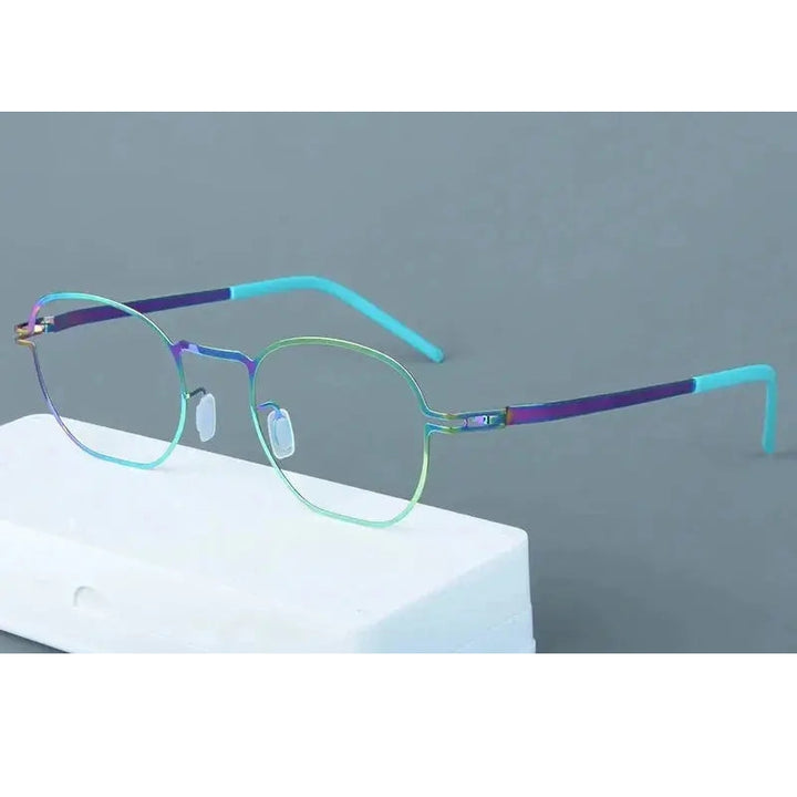 Aimee Unisex Full Rim Polygon Square Screwless Steel Eyeglasses 14149