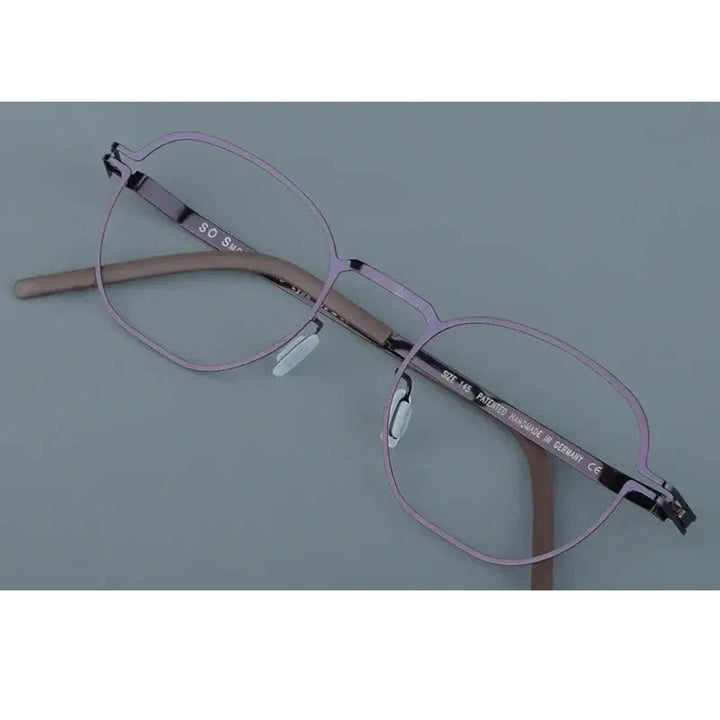 Aimee Unisex Full Rim Polygon Square Screwless Steel Eyeglasses 14149