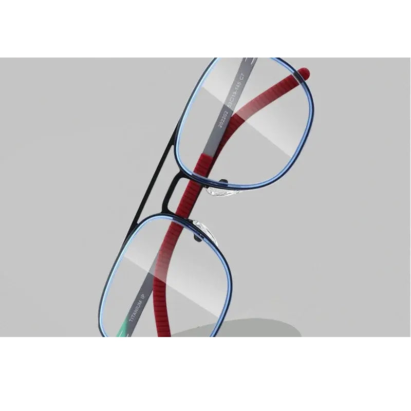 Chashma Ochki Unisex Full Rim Square Double Bridge Titanium Eyeglasses 4422