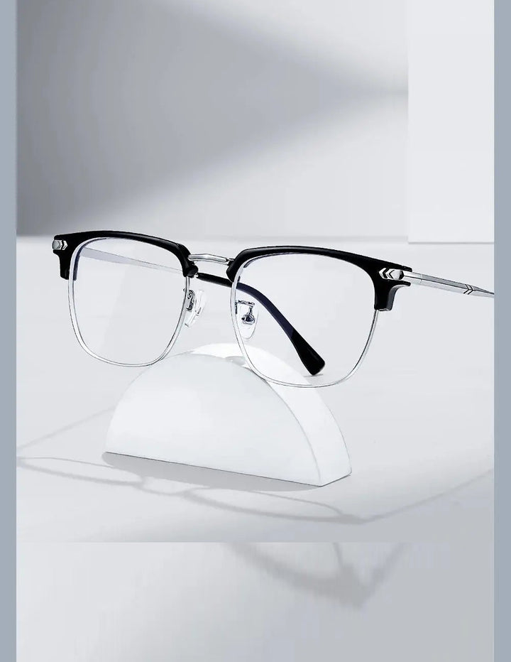 Zirosat Unisex Full Rim Square Titanium Alloy Eyeglasses 122601