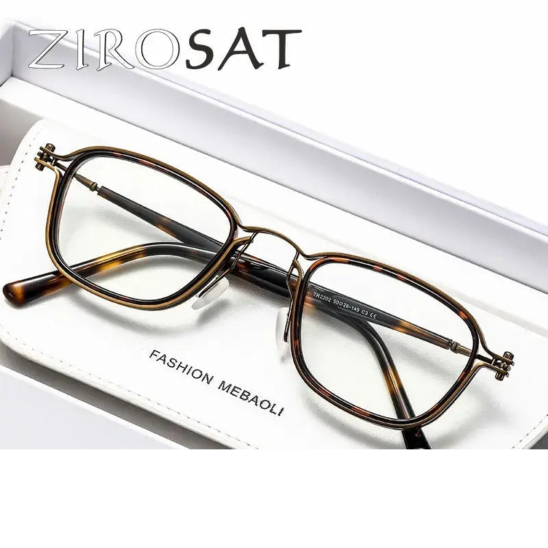 Zirosat Unisex Full Rim Square Round Tr 90 Alloy Eyeglasses 2202-03