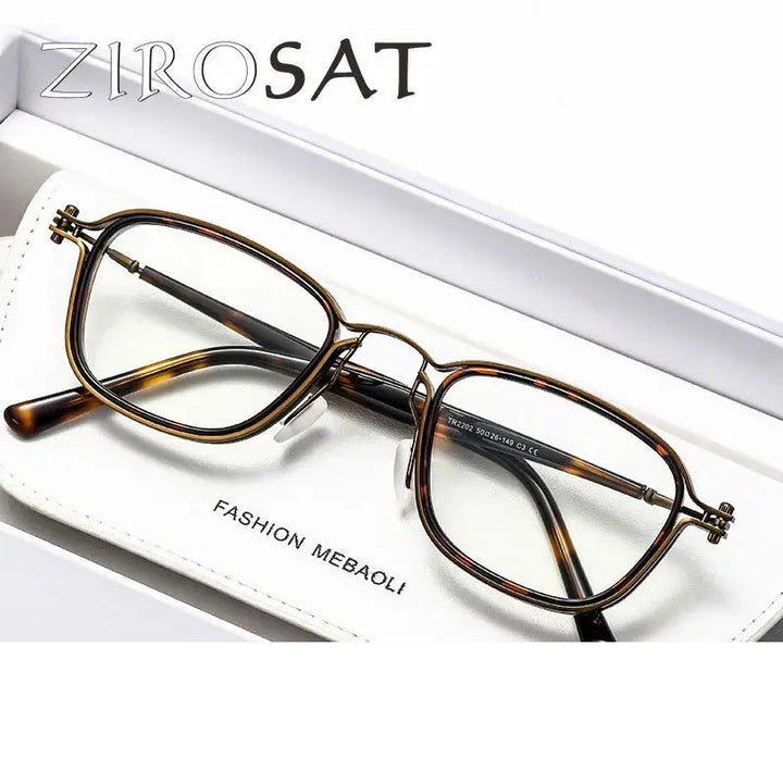 Zirosat Unisex Full Rim Square Round Tr 90 Alloy Eyeglasses 2202-03