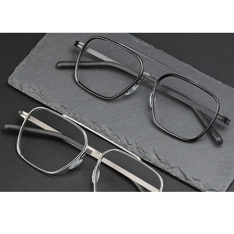 Hdcrafter Unisex Full Rim Square Double Bridge Titanium Eyeglasses 42988