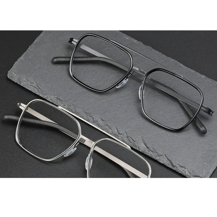 Hdcrafter Unisex Full Rim Square Double Bridge Titanium Eyeglasses 42988