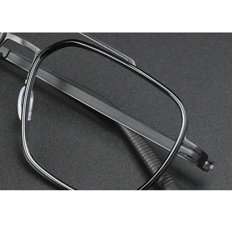 Hdcrafter Unisex Full Rim Square Double Bridge Titanium Eyeglasses 42988