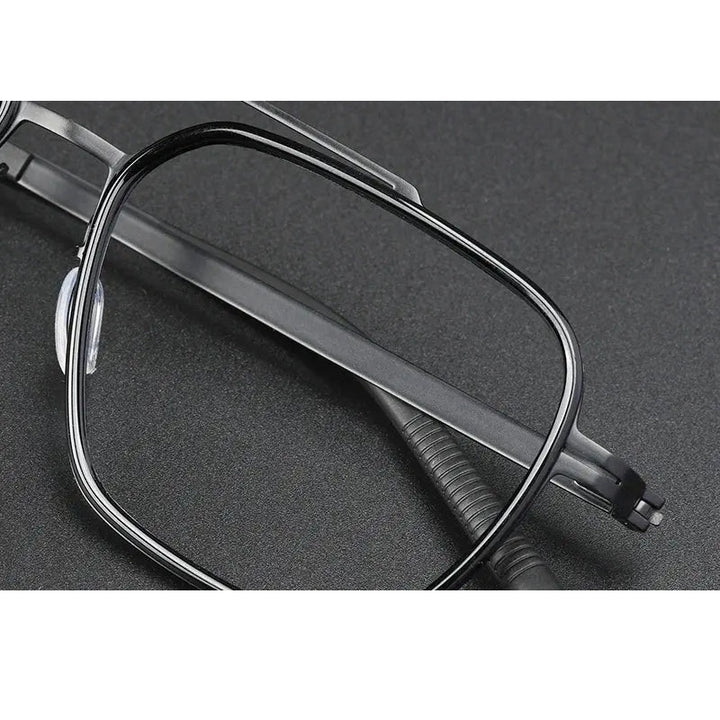Hdcrafter Unisex Full Rim Square Double Bridge Titanium Eyeglasses 42988