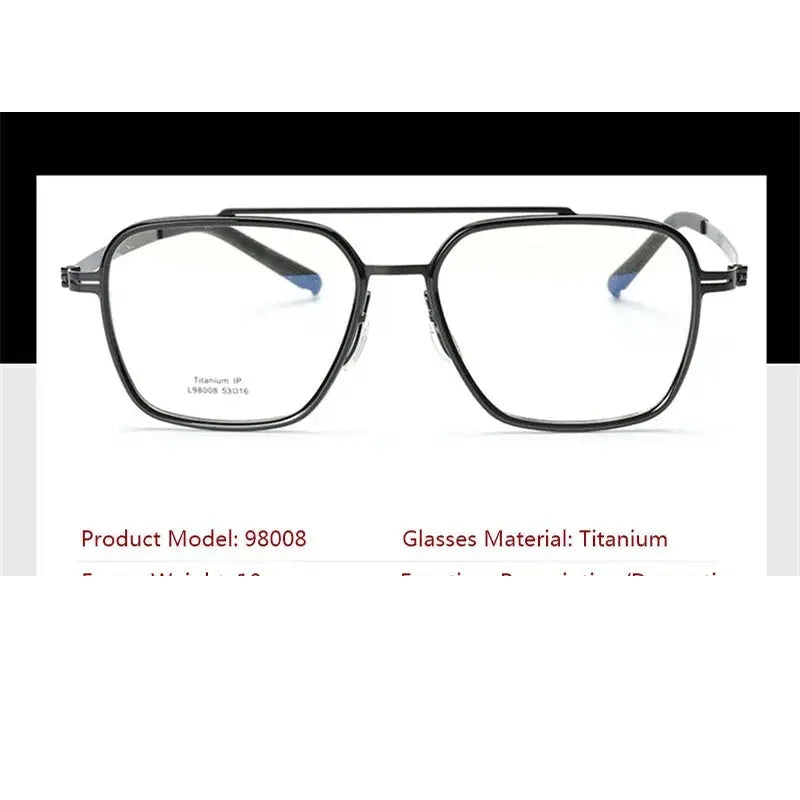 Hdcrafter Unisex Full Rim Square Double Bridge Titanium Eyeglasses 949808