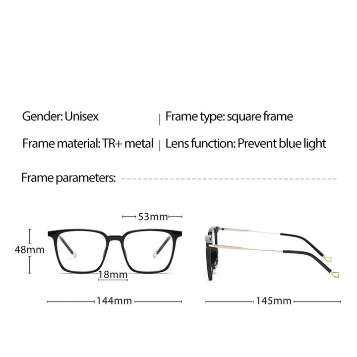 Hotochki Unisex Full Rim Square Tr 90 Alloy Eyeglasses