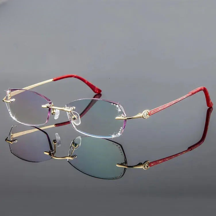 Chashma Ottica Women's Rimless Oval Square Titanium Eyeglasses 92890.