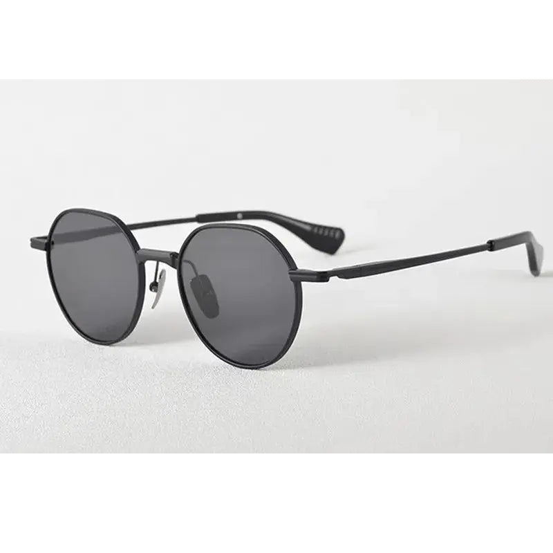 Aimee Unisex Full Rim Flat Top Round Titanium Sunglasses 19150