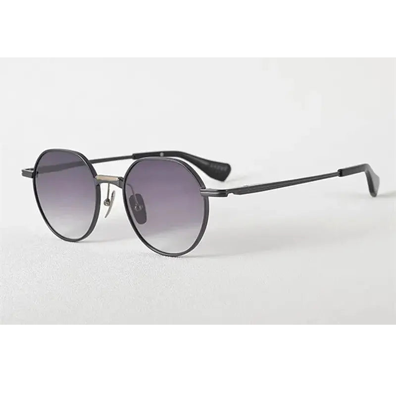 Aimee Unisex Full Rim Flat Top Round Titanium Sunglasses 19150