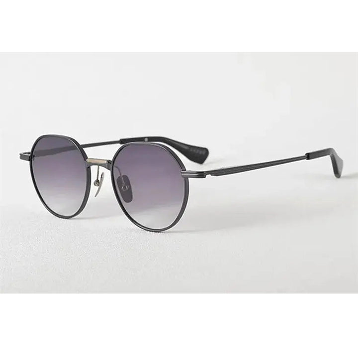 Aimee Unisex Full Rim Flat Top Round Titanium Sunglasses 19150