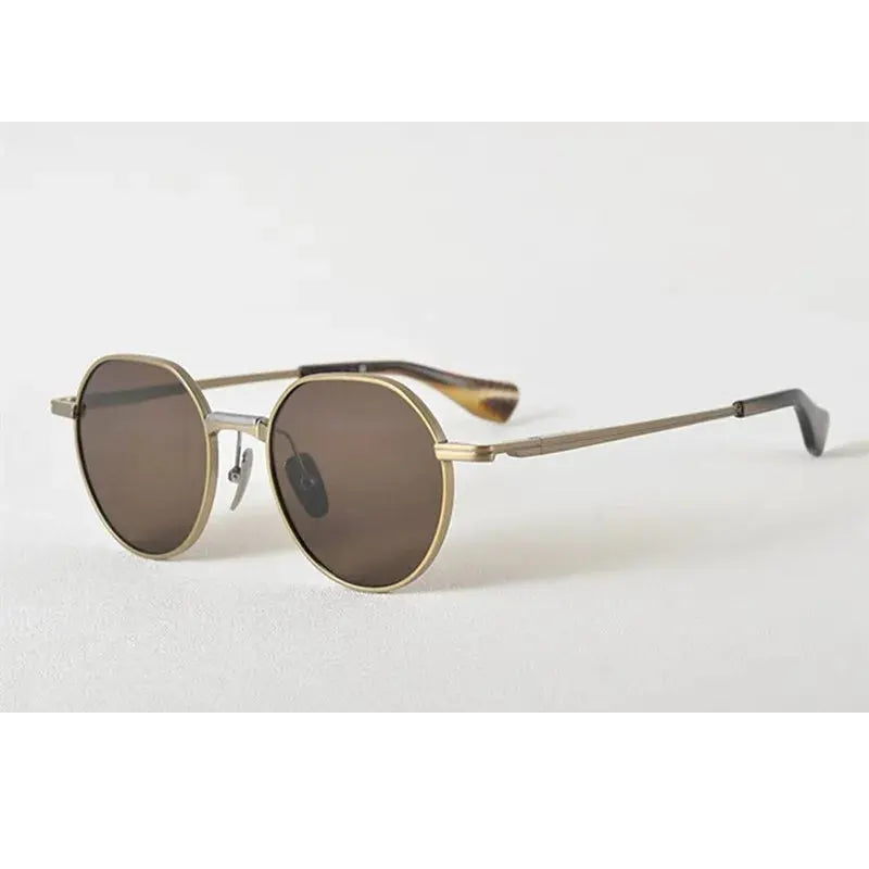Aimee Unisex Full Rim Flat Top Round Titanium Sunglasses 19150