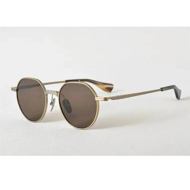 Aimee Unisex Full Rim Flat Top Round Titanium Sunglasses 19150