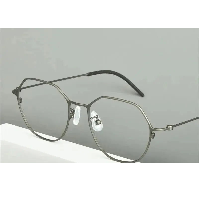 Aimee Unisex Full Rim Flat Top Polygon Titanium Eyeglasses 51541