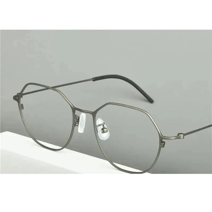 Aimee Unisex Full Rim Flat Top Polygon Titanium Eyeglasses 51541