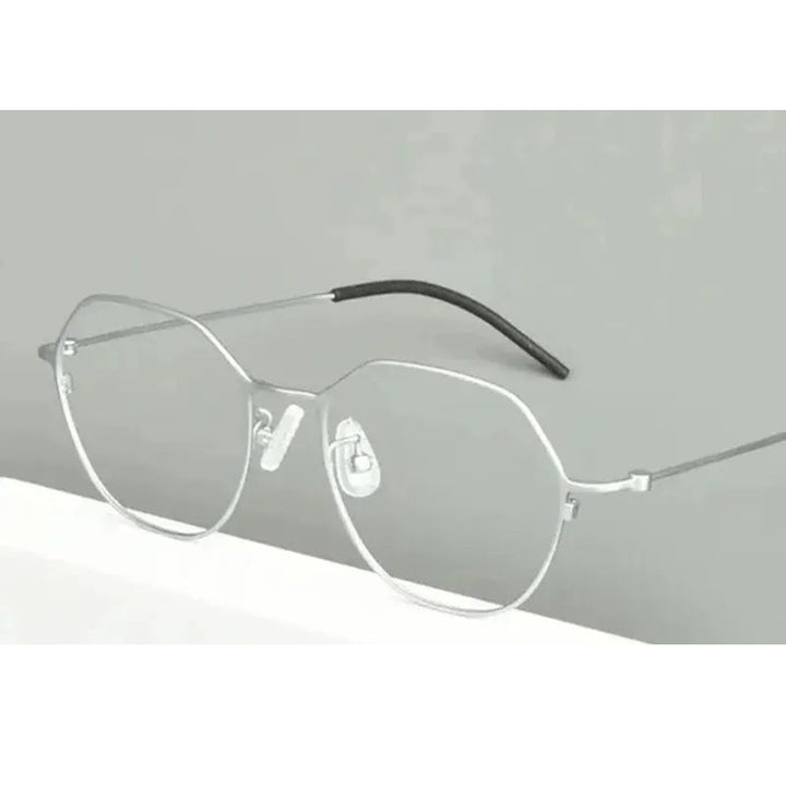 Aimee Unisex Full Rim Flat Top Polygon Titanium Eyeglasses 51541