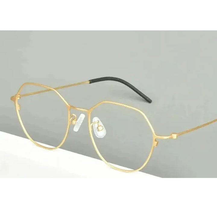 Aimee Unisex Full Rim Flat Top Polygon Titanium Eyeglasses 51541
