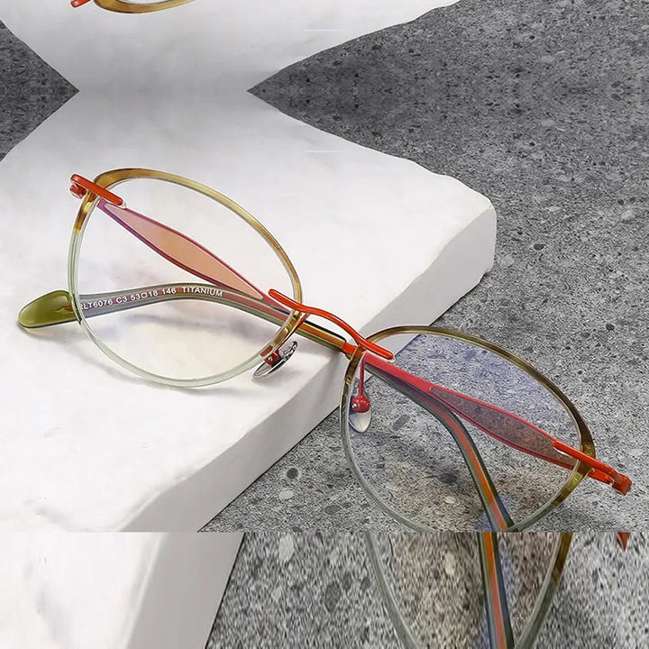 Krasivyy Unisex Full Rim Oval Square Titanium Acetate Eyeglasses 316076