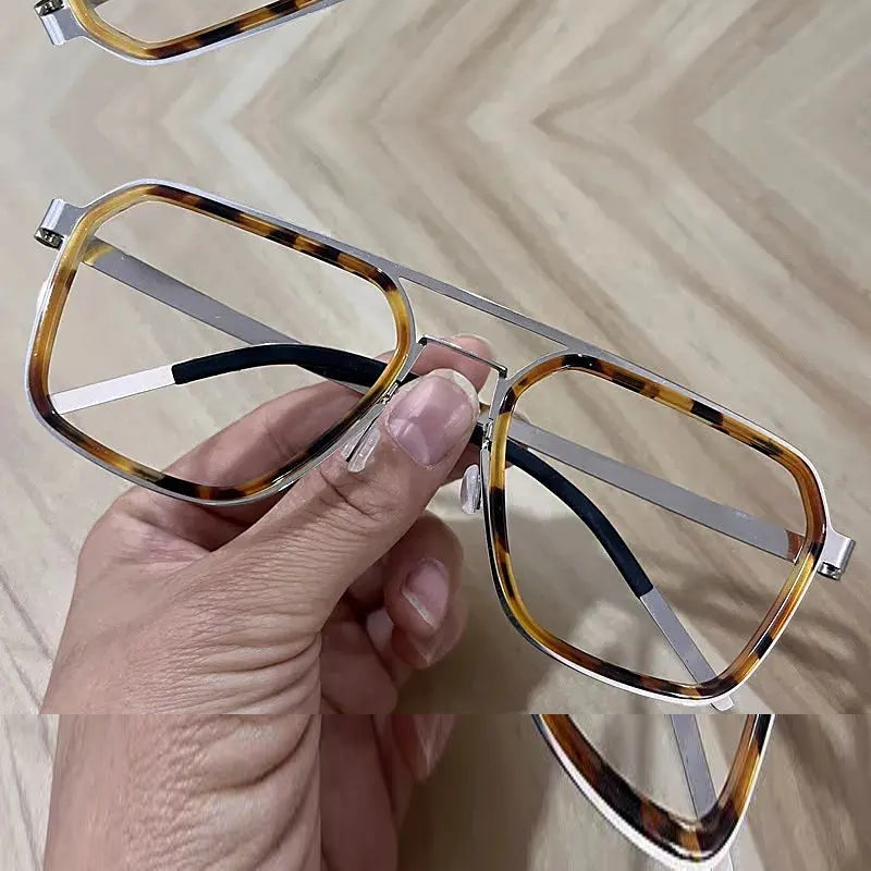Aimee Unisex Full Rim Square Double Bridge Titanium Acetate Eyeglasses 19753
