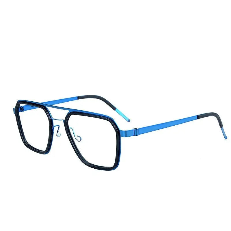 Aimee Unisex Full Rim Square Double Bridge Titanium Acetate Eyeglasses 19753