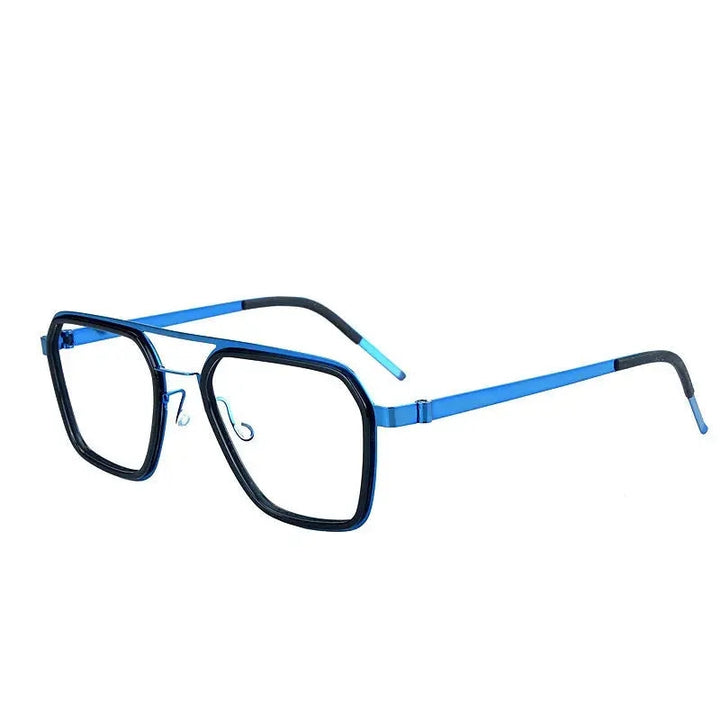 Aimee Unisex Full Rim Square Double Bridge Titanium Acetate Eyeglasses 19753