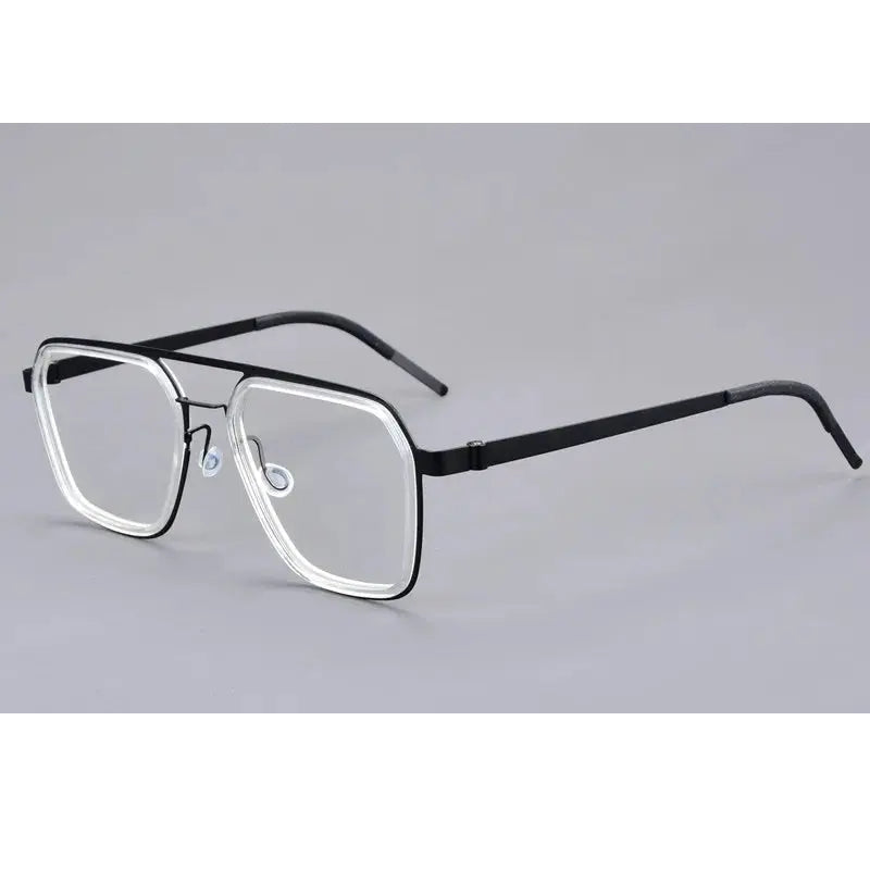 Aimee Unisex Full Rim Square Double Bridge Titanium Acetate Eyeglasses 19753