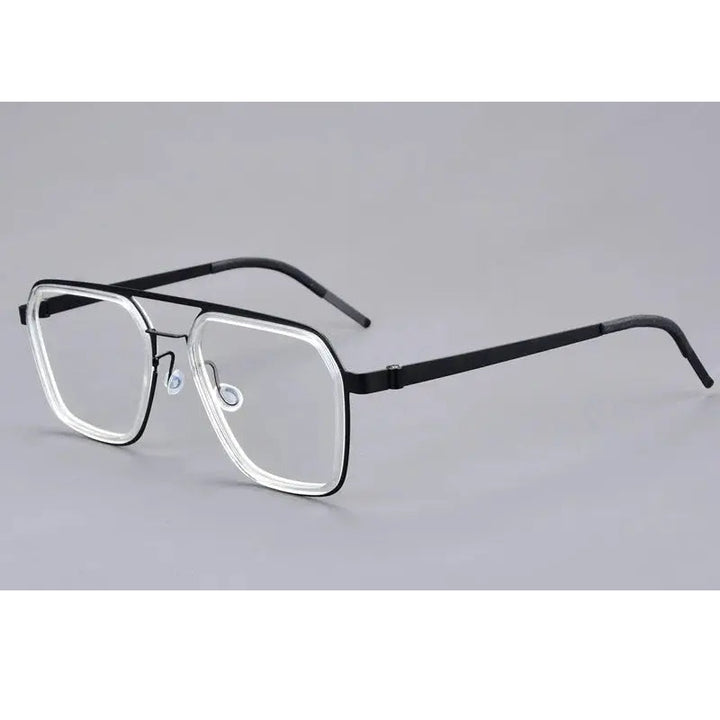 Aimee Unisex Full Rim Square Double Bridge Titanium Acetate Eyeglasses 19753