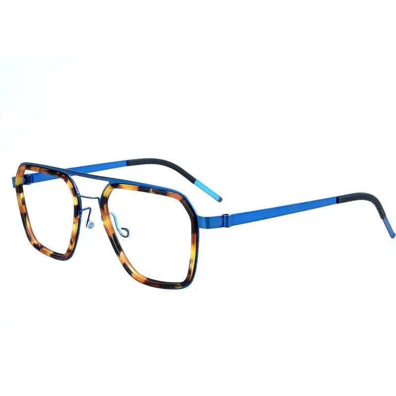 Aimee Unisex Full Rim Square Double Bridge Titanium Acetate Eyeglasses 19753
