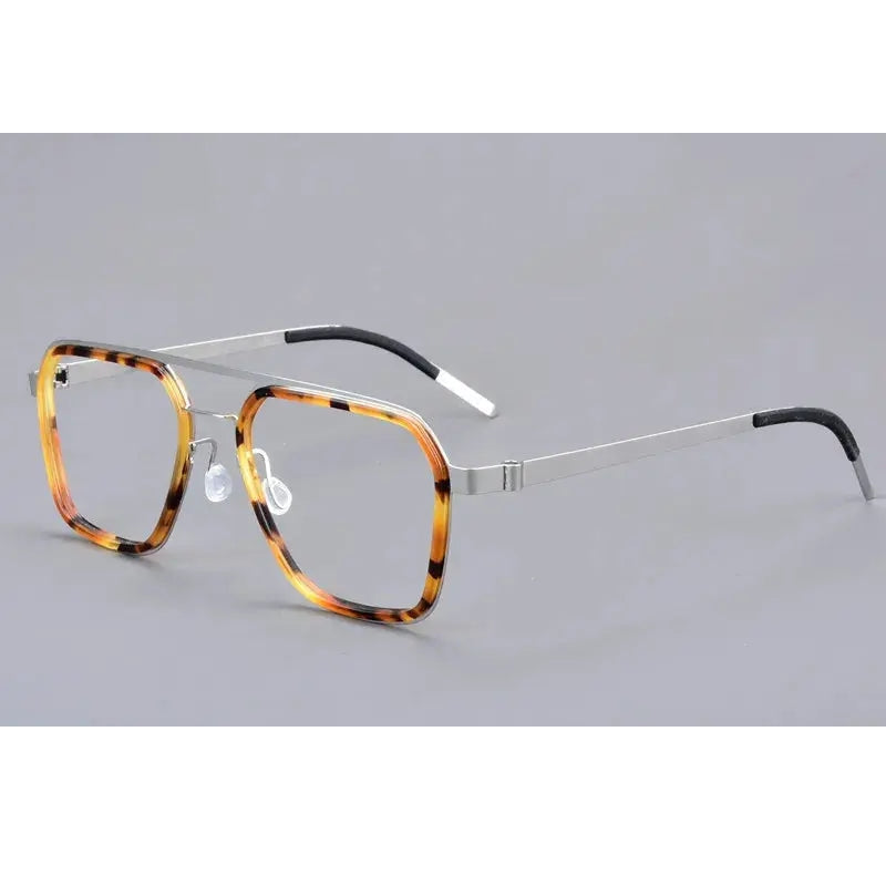 Aimee Unisex Full Rim Square Double Bridge Titanium Acetate Eyeglasses 19753