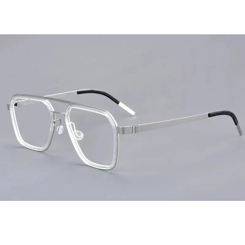 Aimee Unisex Full Rim Square Double Bridge Titanium Acetate Eyeglasses 19753