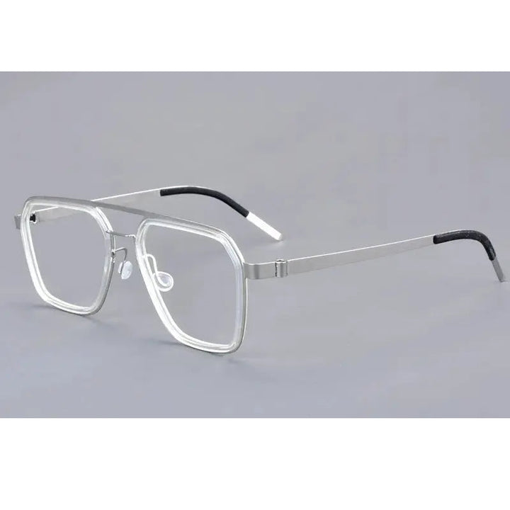 Aimee Unisex Full Rim Square Double Bridge Titanium Acetate Eyeglasses 19753