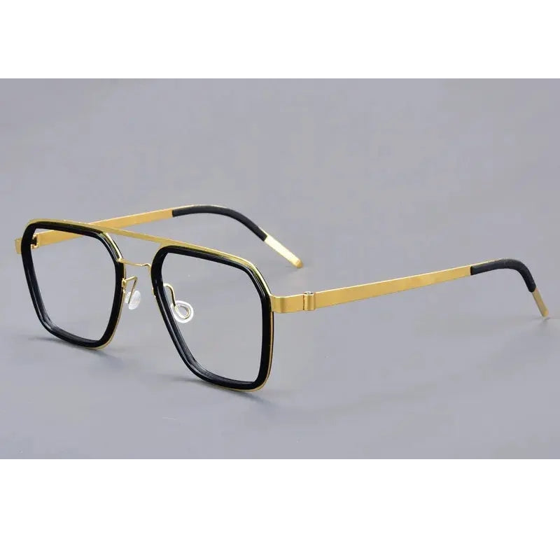 Aimee Unisex Full Rim Square Double Bridge Titanium Acetate Eyeglasses 19753