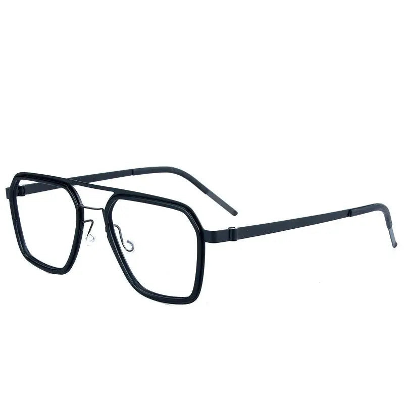 Aimee Unisex Full Rim Square Double Bridge Titanium Acetate Eyeglasses 19753