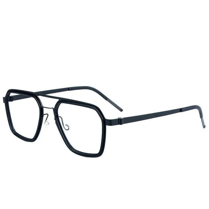 Aimee Unisex Full Rim Square Double Bridge Titanium Acetate Eyeglasses 19753