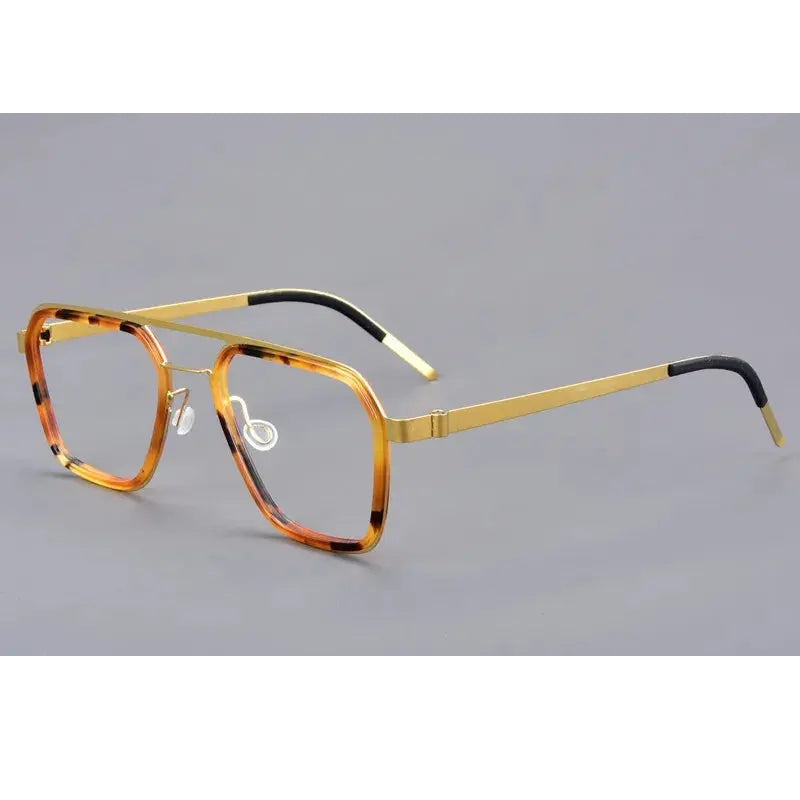 Aimee Unisex Full Rim Square Double Bridge Titanium Acetate Eyeglasses 19753