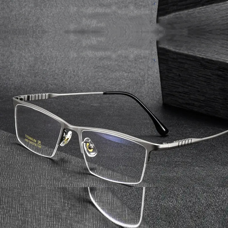 Hdcrafter Unisex Semi Rim Square Brow Line Titanium Eyeglasses 80411