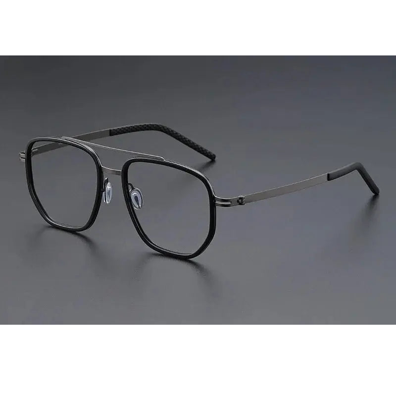 Momoja Unisex Full Rim Oval Double Bridge Acetate Titanium Eyeglasses 698012