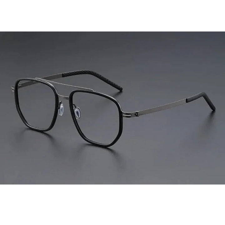 Momoja Unisex Full Rim Oval Double Bridge Acetate Titanium Eyeglasses 698012