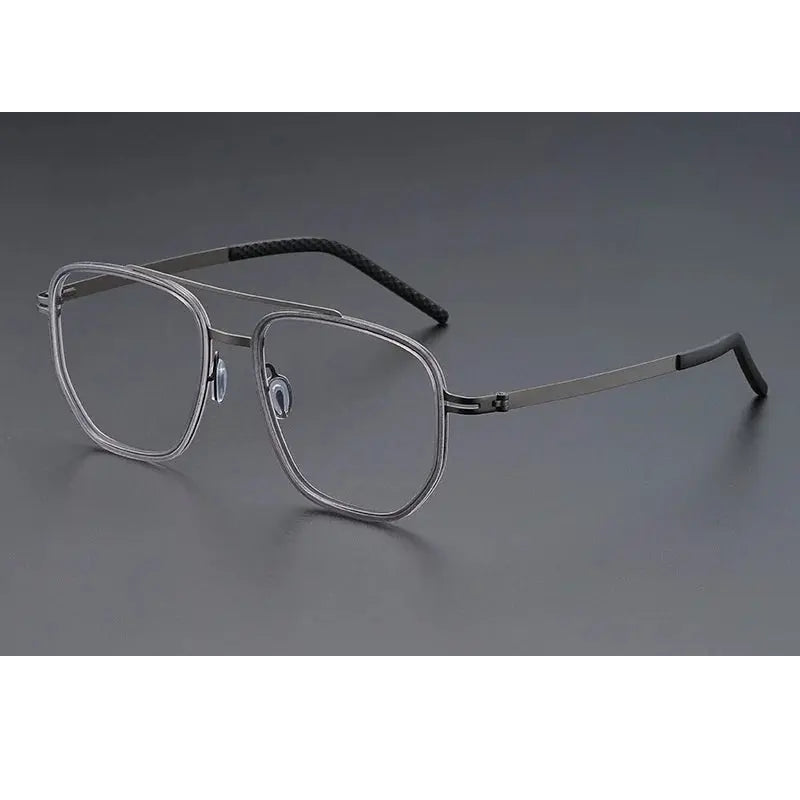 Momoja Unisex Full Rim Oval Double Bridge Acetate Titanium Eyeglasses 698012
