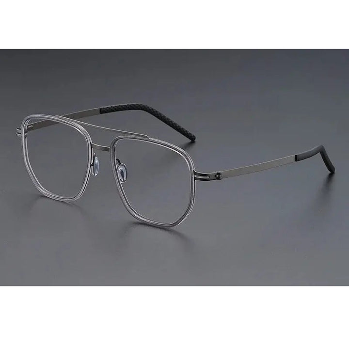 Momoja Unisex Full Rim Oval Double Bridge Acetate Titanium Eyeglasses 698012