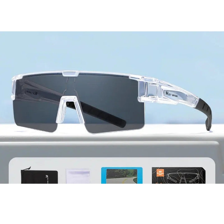 West Biking Unisex Semi Rim Square Over Frame Polycarbonate Sunglasses 770703