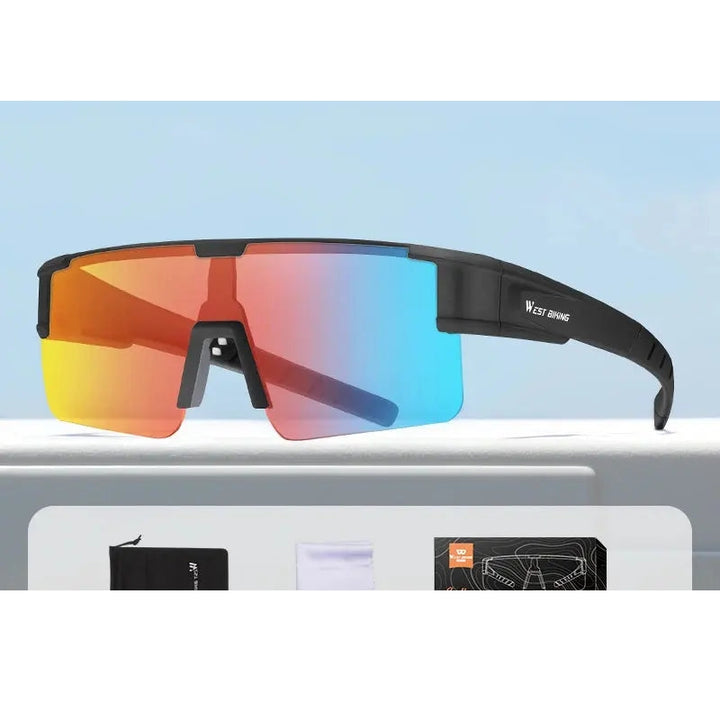 West Biking Unisex Semi Rim Square Over Frame Polycarbonate Sunglasses 770703