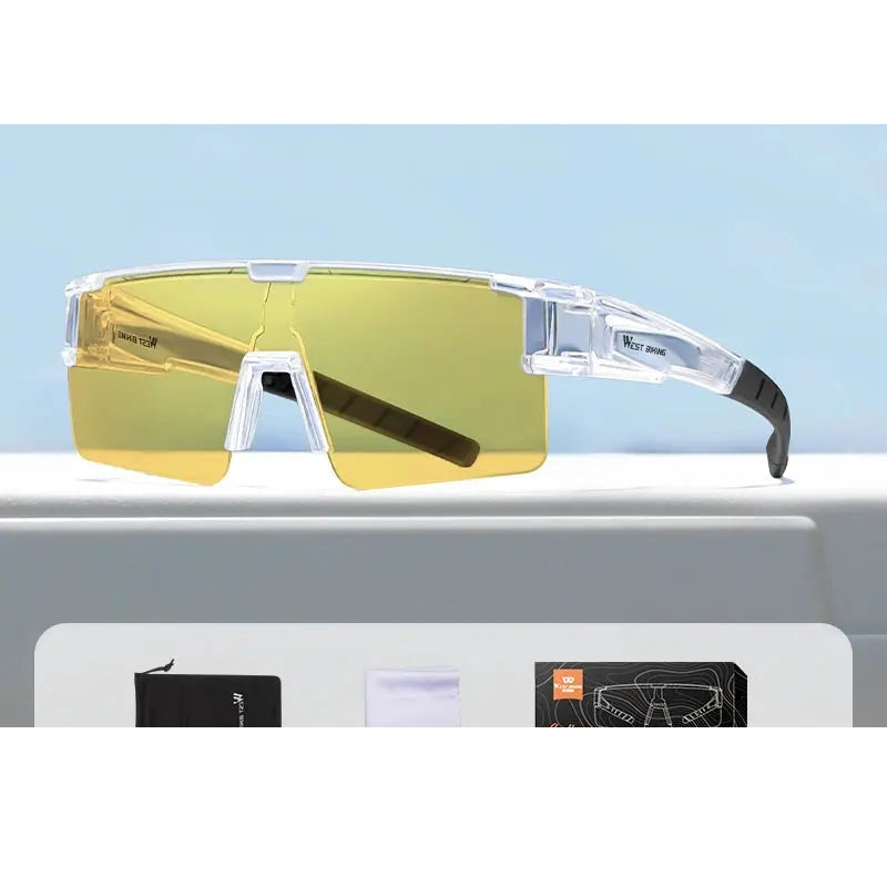 West Biking Unisex Semi Rim Square Over Frame Polycarbonate Sunglasses 770703
