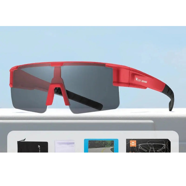 West Biking Unisex Semi Rim Square Polycarbonate Over Frame Polarized Sunglasses 9607931