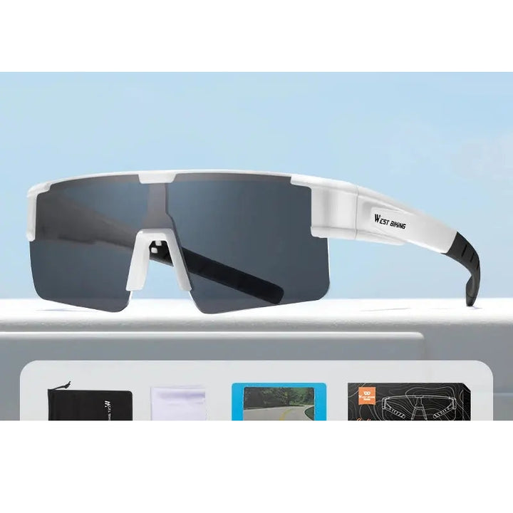 West Biking Unisex Semi Rim Square Polycarbonate Over Frame Polarized Sunglasses 9607931