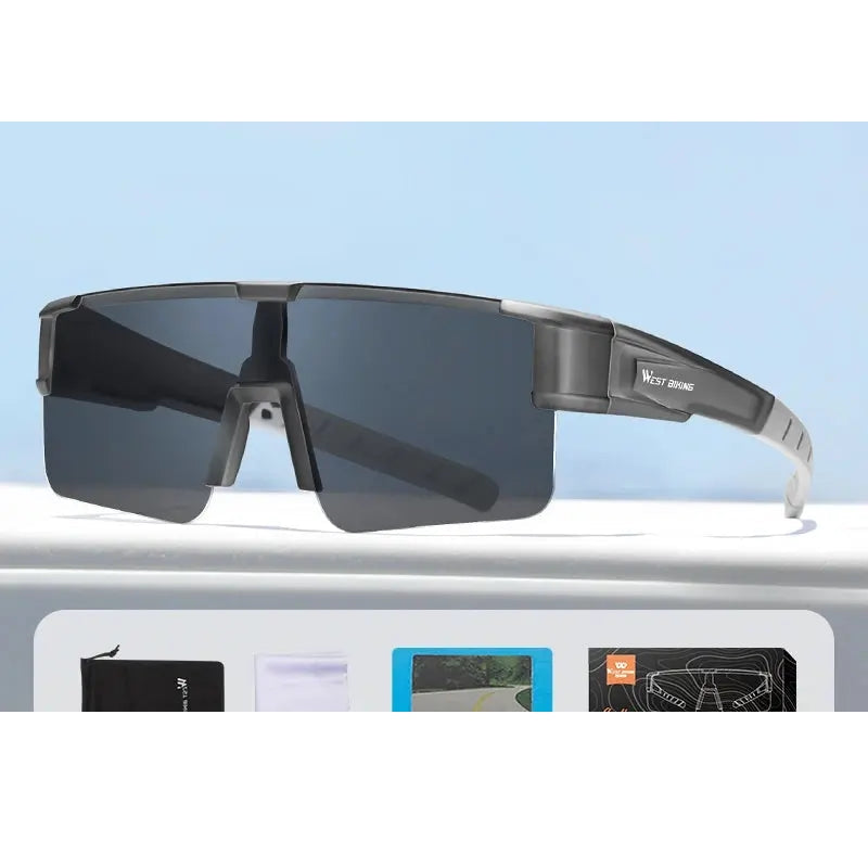 West Biking Unisex Semi Rim Square Polycarbonate Over Frame Polarized Sunglasses 9607931