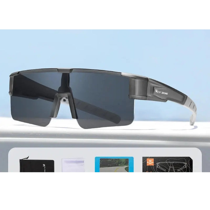West Biking Unisex Semi Rim Square Polycarbonate Over Frame Polarized Sunglasses 9607931