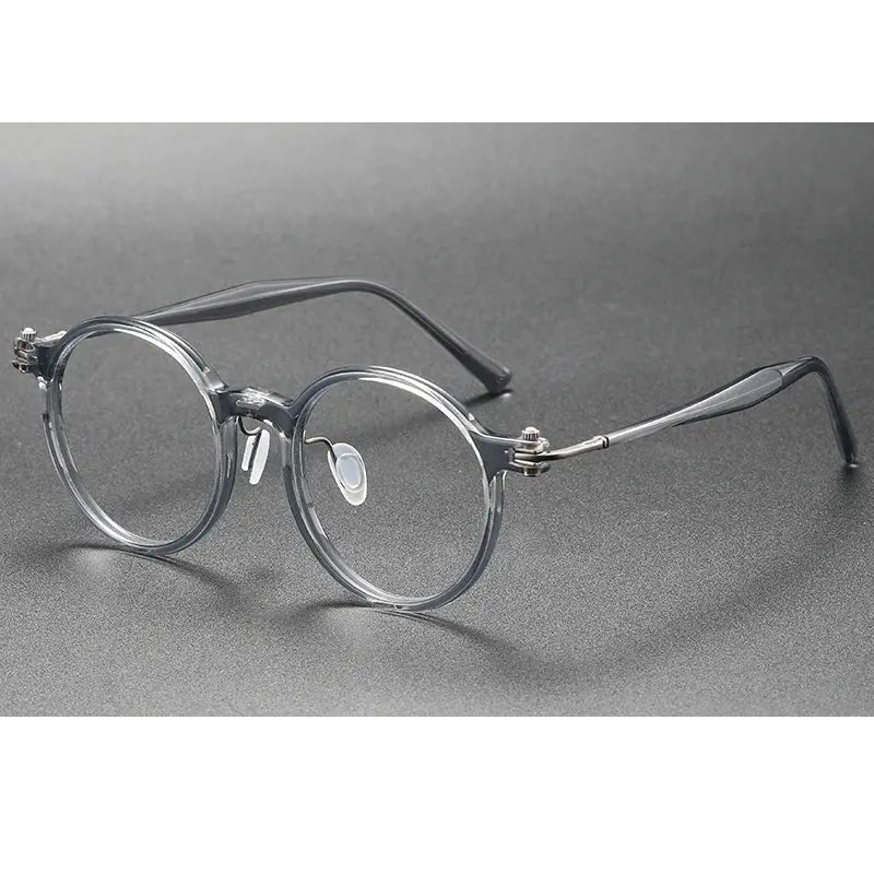 Oveliness Unisex Full Rim Round Acetate Titanium Eyeglasses 395886