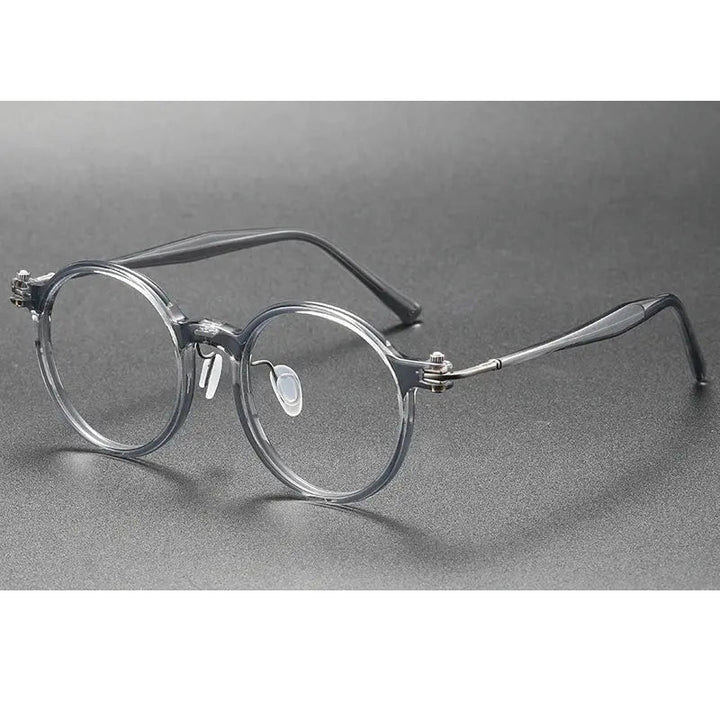 Oveliness Unisex Full Rim Round Acetate Titanium Eyeglasses 395886